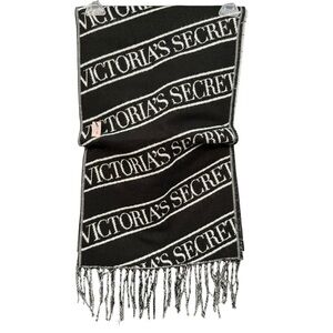 Victoria’s Secret Logo Scarf NWT Black White Acrylic 80” x 12”